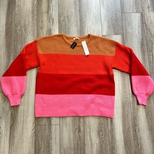 Knit Sweater in Red, Orange, Pink, Camel Colorblock